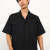 Black linen & cotton shirt