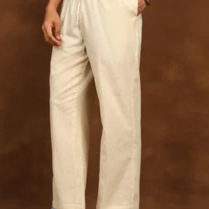 Beige Dune Flow Linen Trousers
