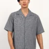 himalaya fabrics Graphite Stripe Short-Sleeve Shirt