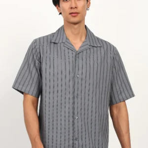 himalaya fabrics Graphite Stripe Short-Sleeve Shirt