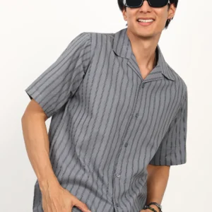 Alternative view of Graphite Stripe Short-Sleeve Shirt