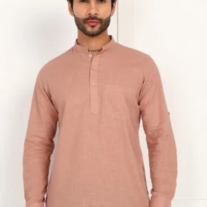 Men’s Peach Linen Short Kurta