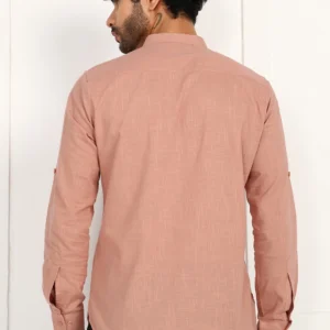Men’s Peach Linen Short Kurta - Image 5