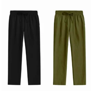 Men’s Linen Pajama Combo – Olive & Black(Pack of 2)