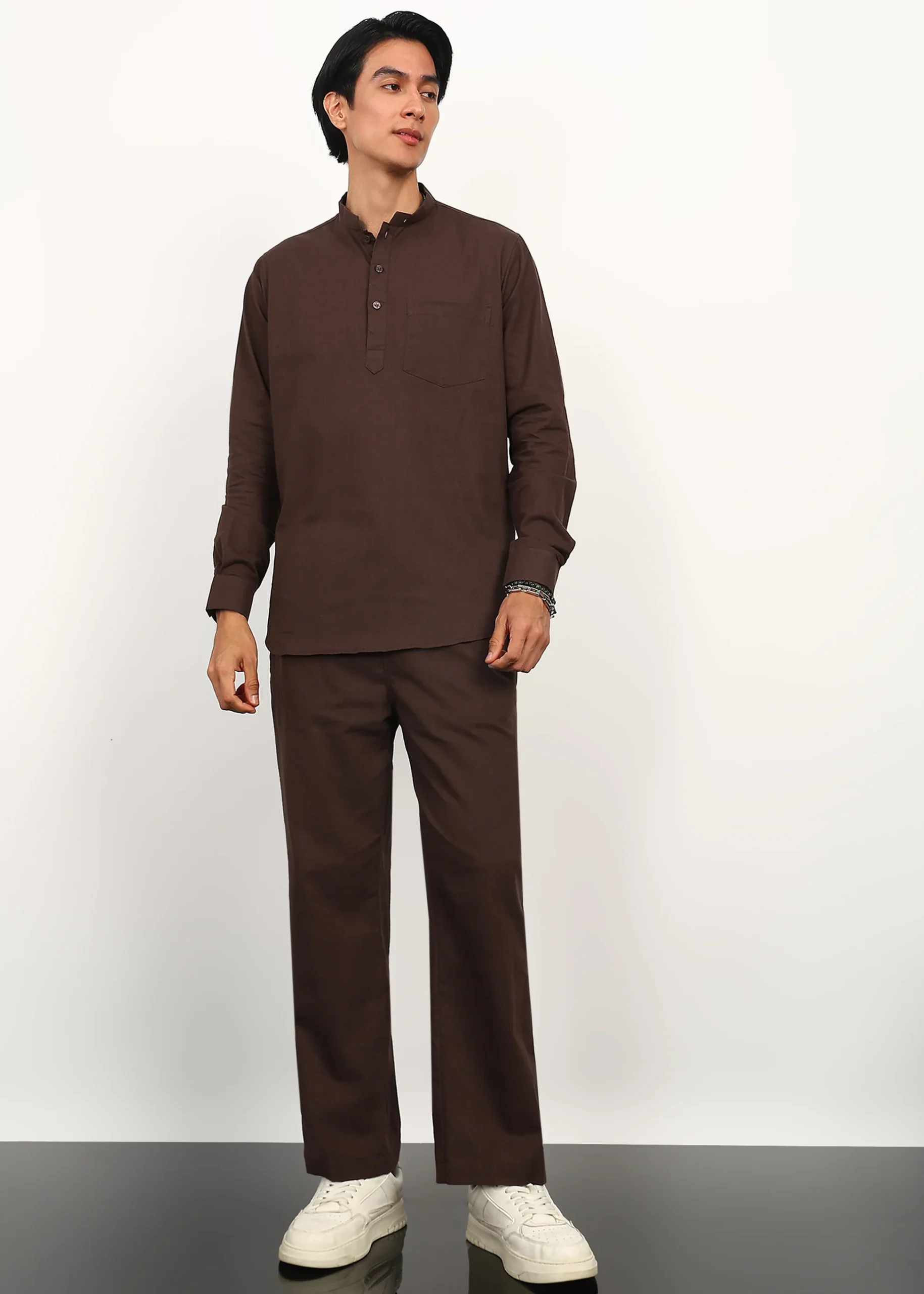 Cocoa Drift Linen Kurta Set - Image 3