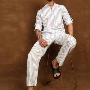 Drift Pinstripe Linen Co-Ord Set - Image 3
