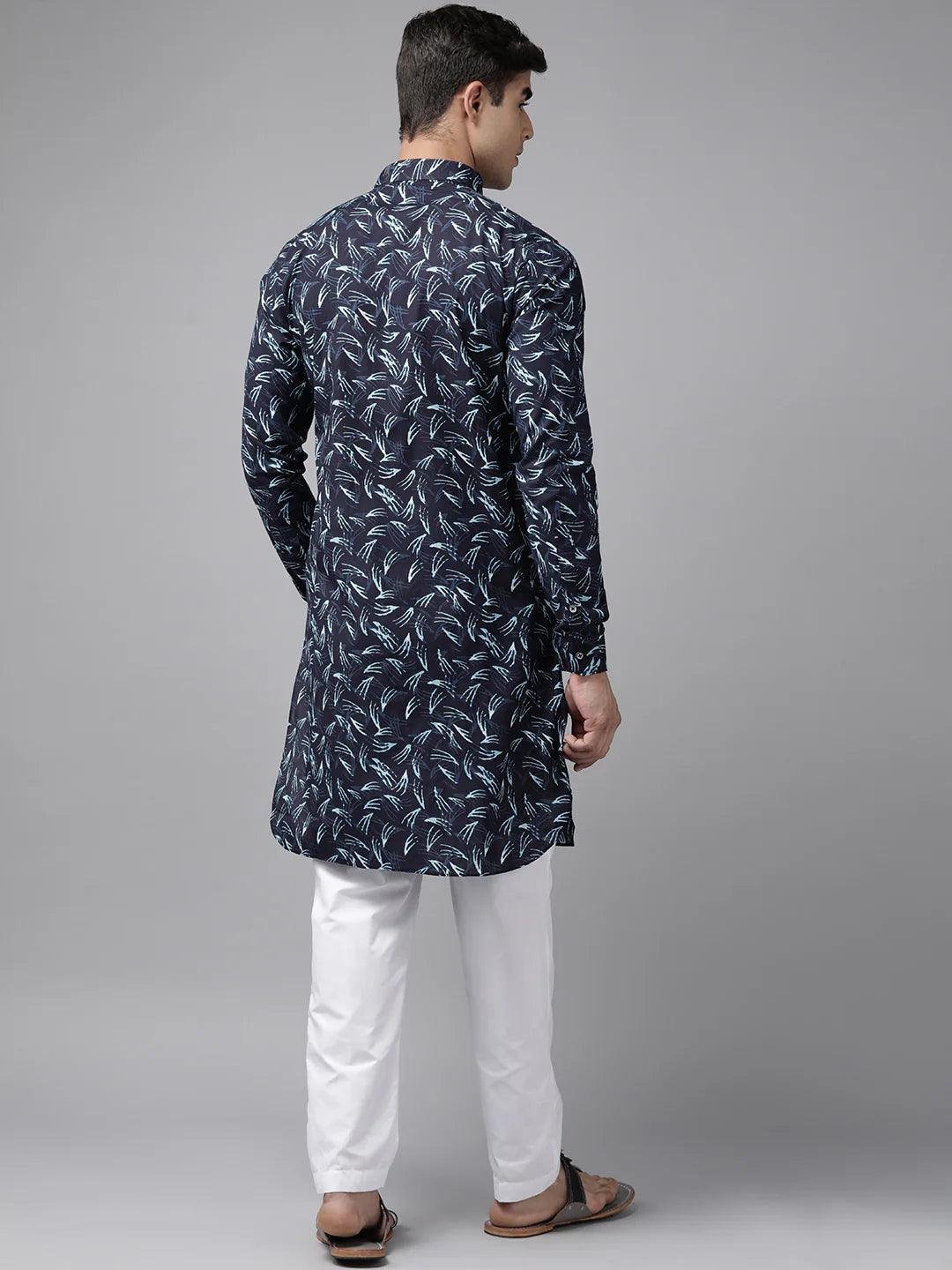 FM - Pure Cotton Pathani Kurta Print with Pyjama - Image 2