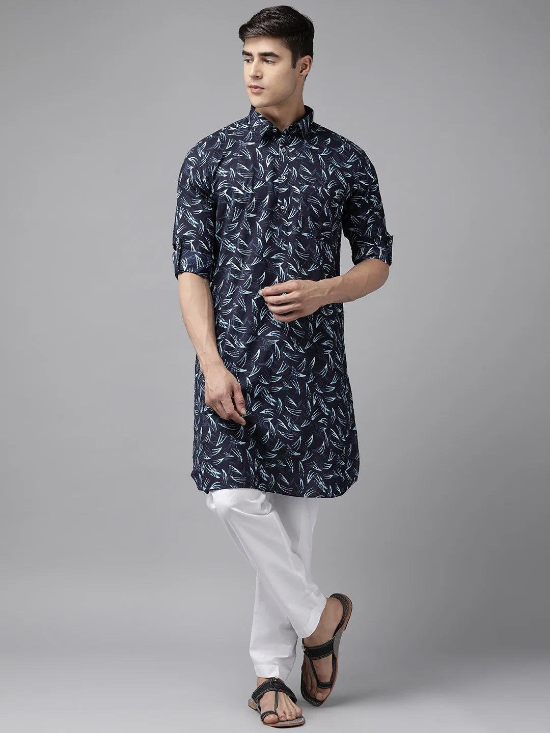 FM - Pure Cotton Pathani Kurta Print with Pyjama