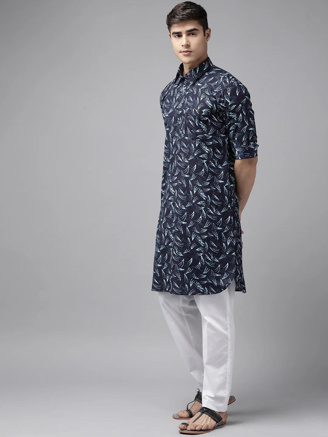 FM - Pure Cotton Pathani Kurta Print with Pyjama - Image 3