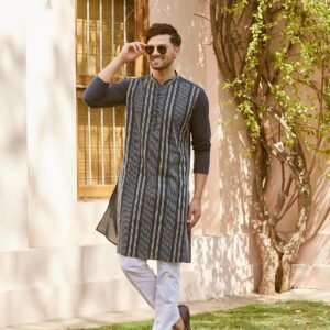 Gota Strips and Sequins Embroidered Pure Cotton Straight Kurta