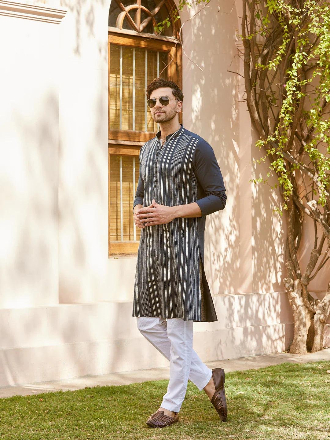 Gota Strips and Sequins Embroidered Pure Cotton Straight Kurta - Image 3