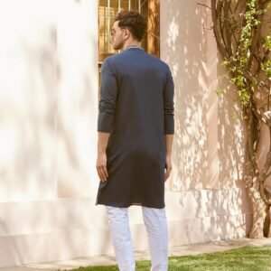 Gota Strips and Sequins Embroidered Pure Cotton Straight Kurta - Image 4