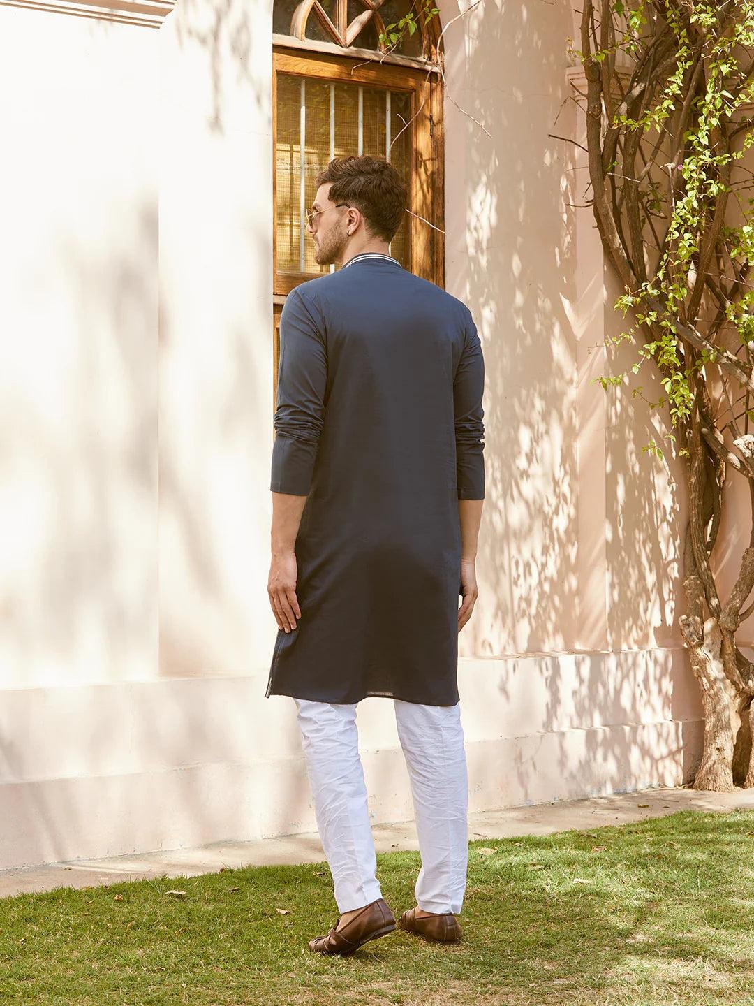 Gota Strips and Sequins Embroidered Pure Cotton Straight Kurta - Image 4