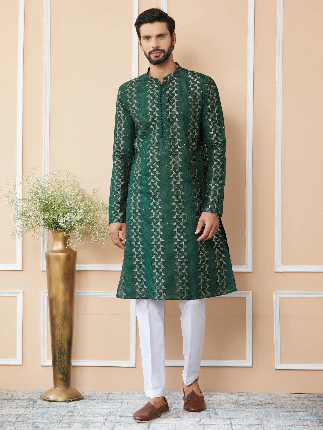 Green Chanderi Silk Kurta pyjama