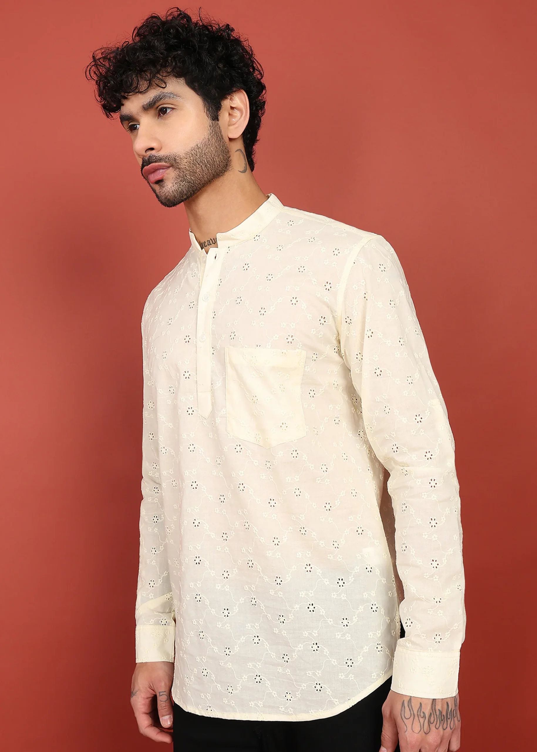 Ivory Noor Dotted Short Kurta - Image 2