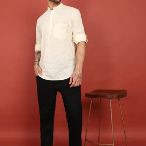 Ivory Noor Dotted Short Kurta - Image 4