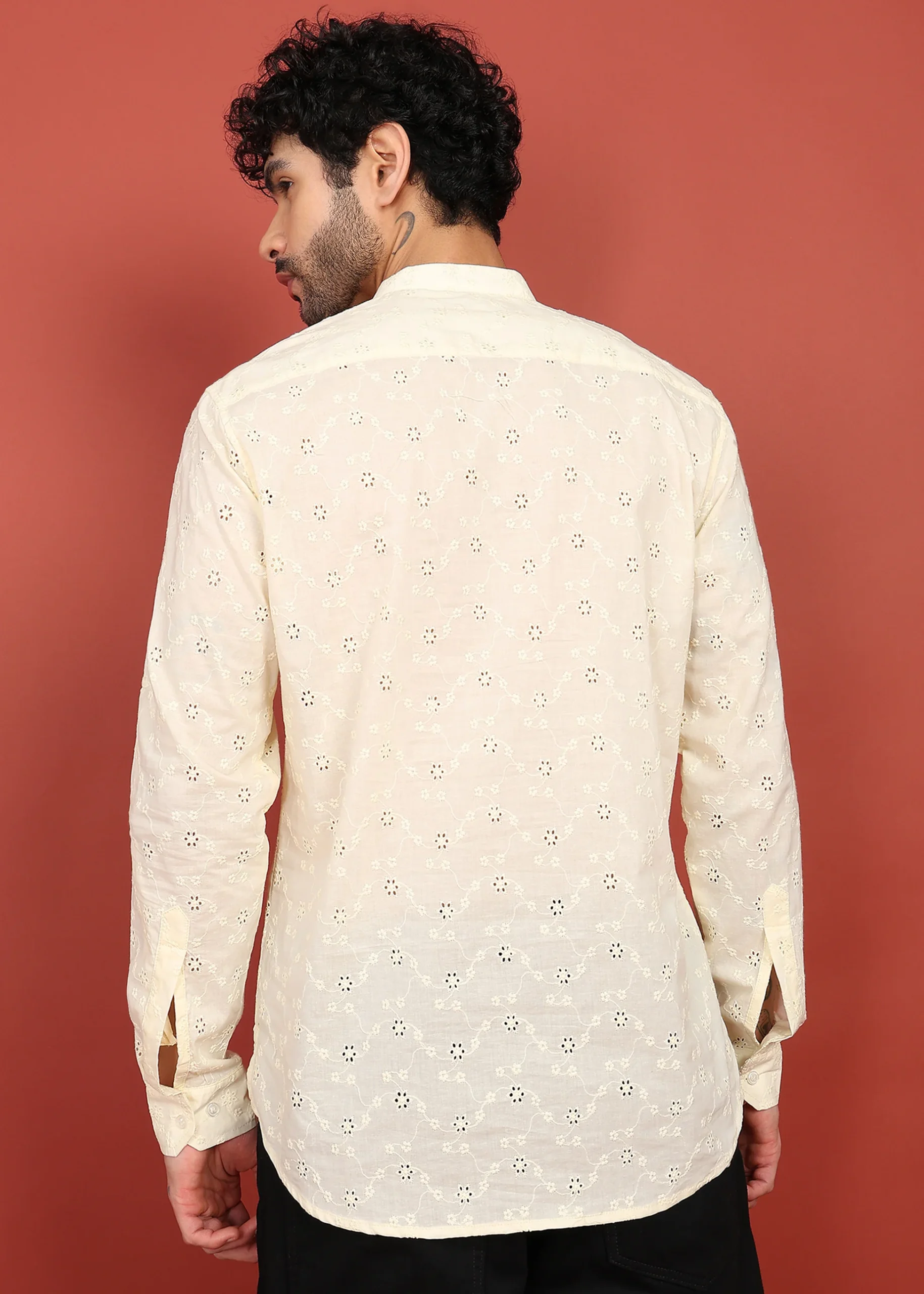 Ivory Noor Dotted Short Kurta - Image 3