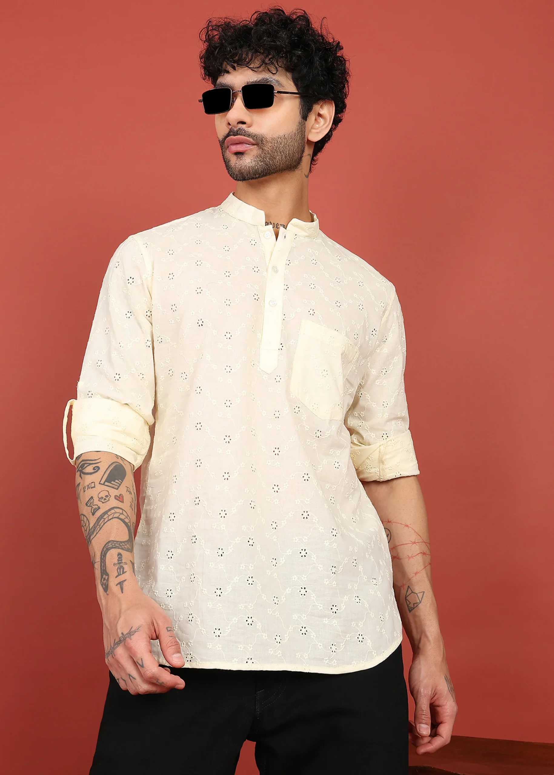 Ivory Noor Dotted Short Kurta - Image 4