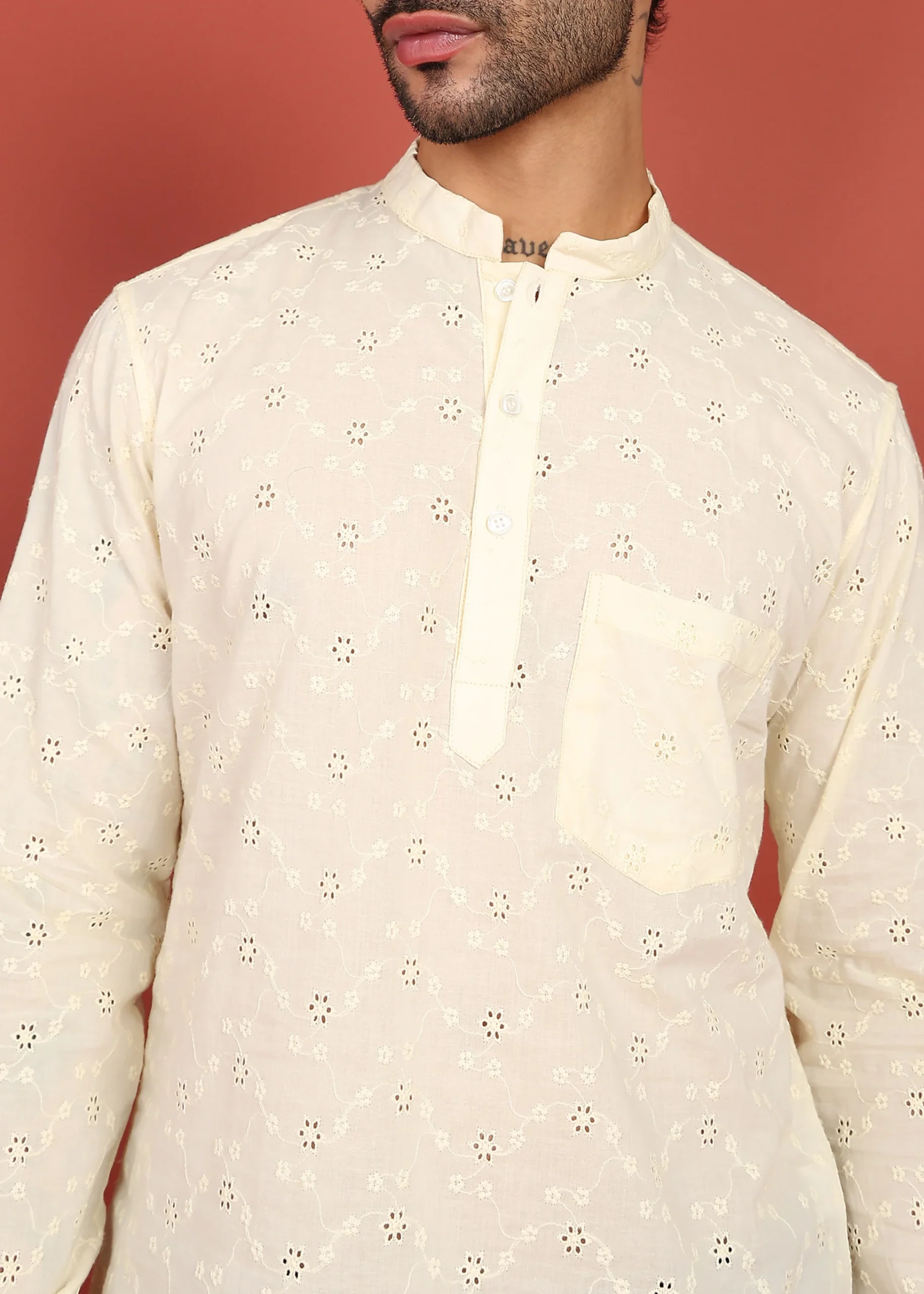 Ivory Noor Dotted Short Kurta - Image 5