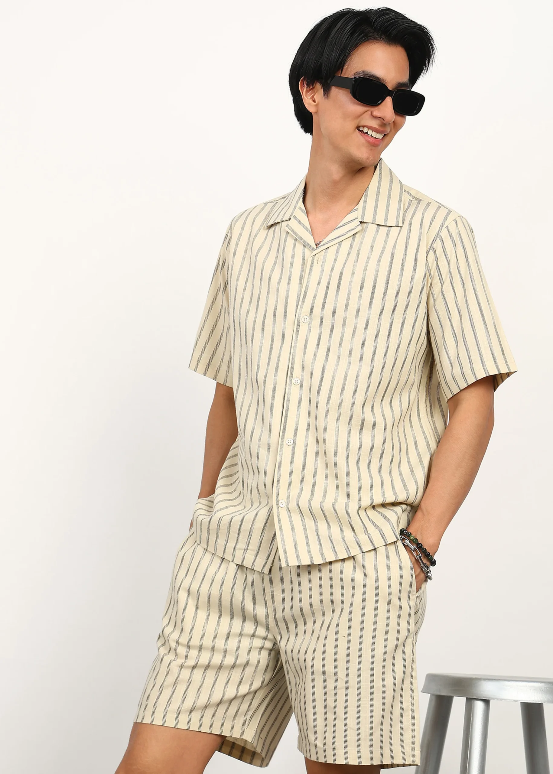 Himalaya Ivory Stripe Ease Co-Ord Set - Image 5