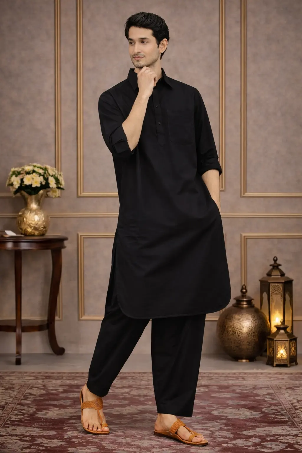 Men Black Pathani Suits - Image 2