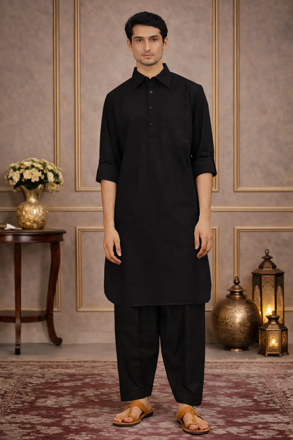Men Black Pathani Suits