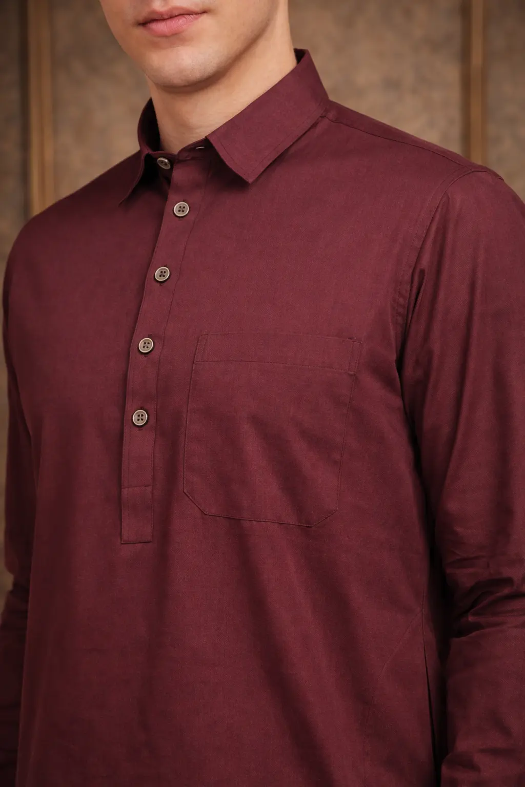 Men Maroon Pathani Suit - Image 5