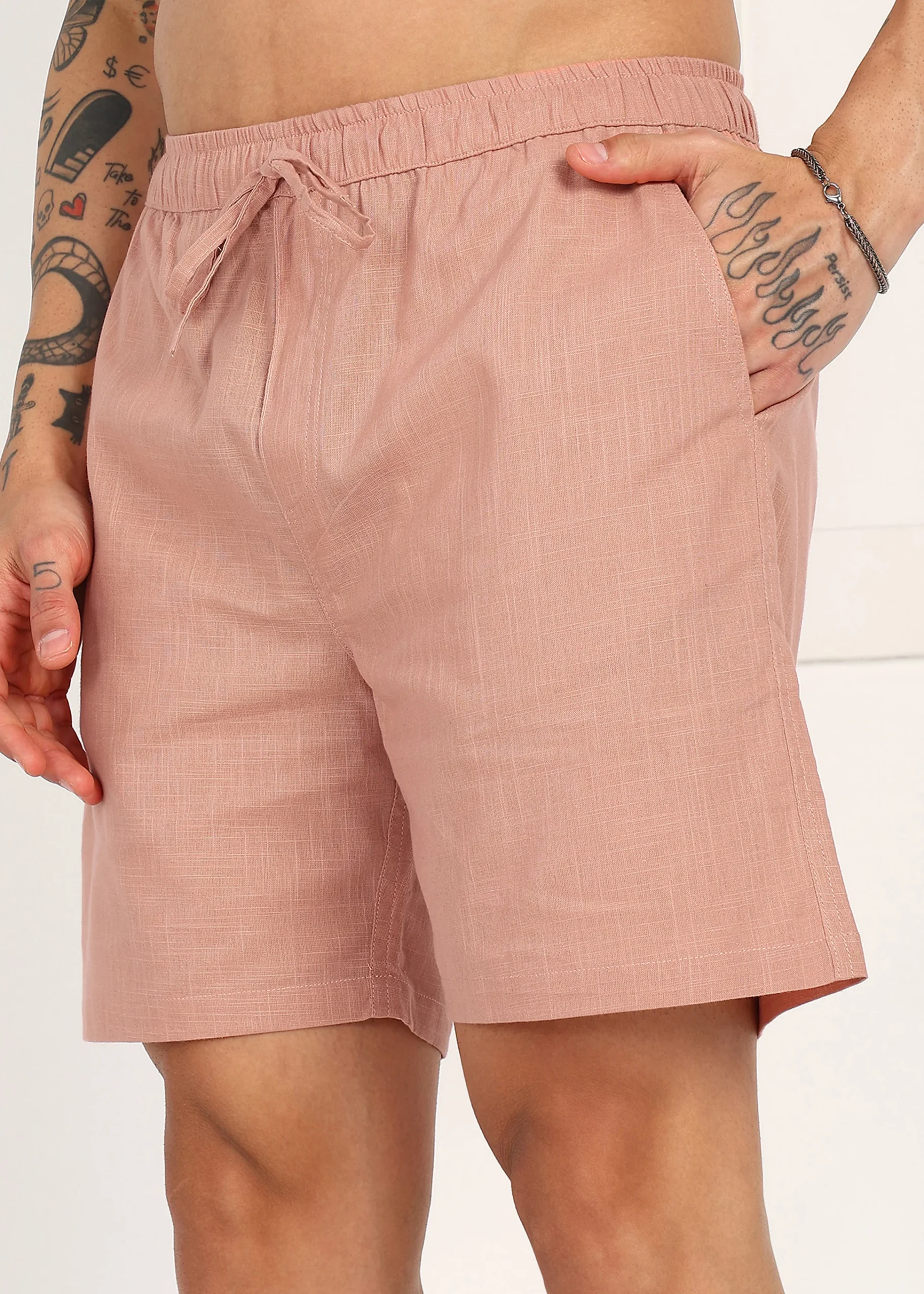 Men’s Peach Linen Shorts - Image 3
