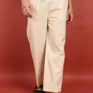 Alternative view of Navy blue & Beige Combo Men Linen Pajama (Pack of 2)
