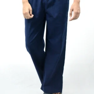 Navy blue & Beige Combo Men Linen Pajama (Pack of 2) - Image 3
