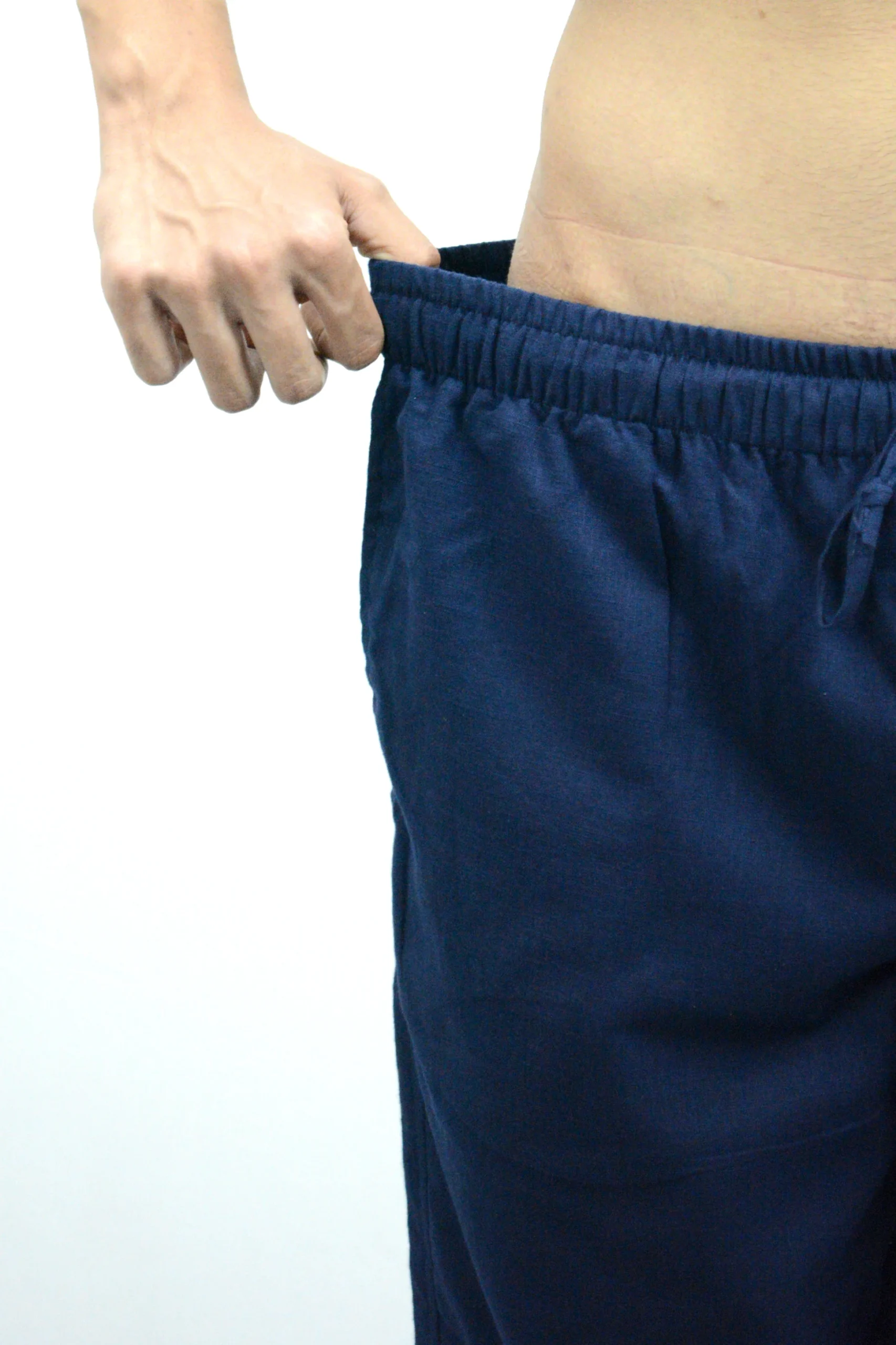 Navy blue & Beige Combo Men Linen Pajama (Pack of 2) - Image 5