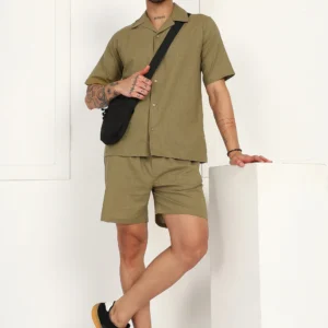 Olive Ease Linen Co-Ord Set