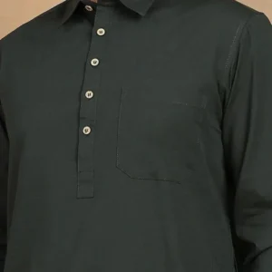 Olive Green Pathani Suit for Men - Image 4