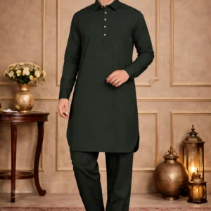 Olive Green Pathani Suit for Men
