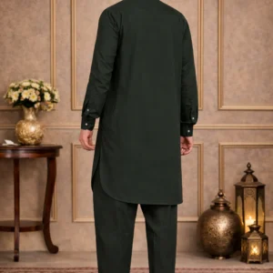 Alternative view of Olive Green Pathani Suit for Men