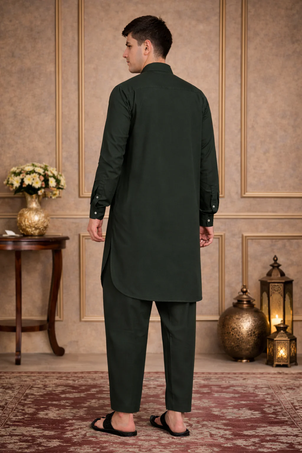 Olive Green Pathani Suit for Men - Image 2