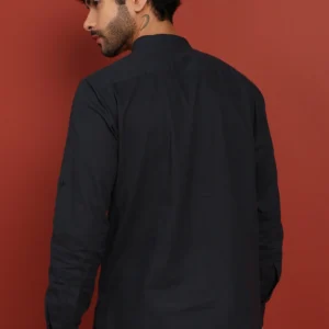 Alternative view of Onyx Noir Mandarin Collar Short Kurta