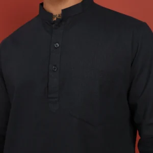 Onyx Noir Mandarin Collar Short Kurta - Image 5