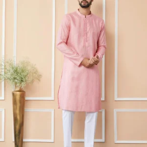 Pink Chanderi Silk Kurta Pyjama