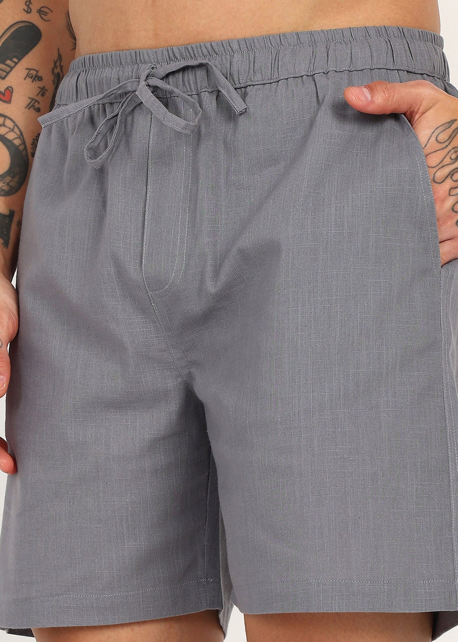 Slate Drift Linen Pyjama Shorts - Image 2