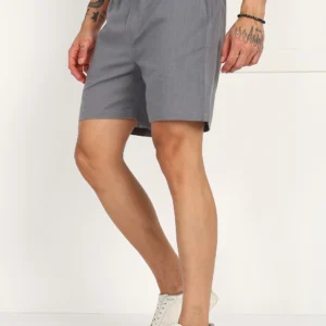 Slate Drift Linen Pyjama Shorts - Image 4