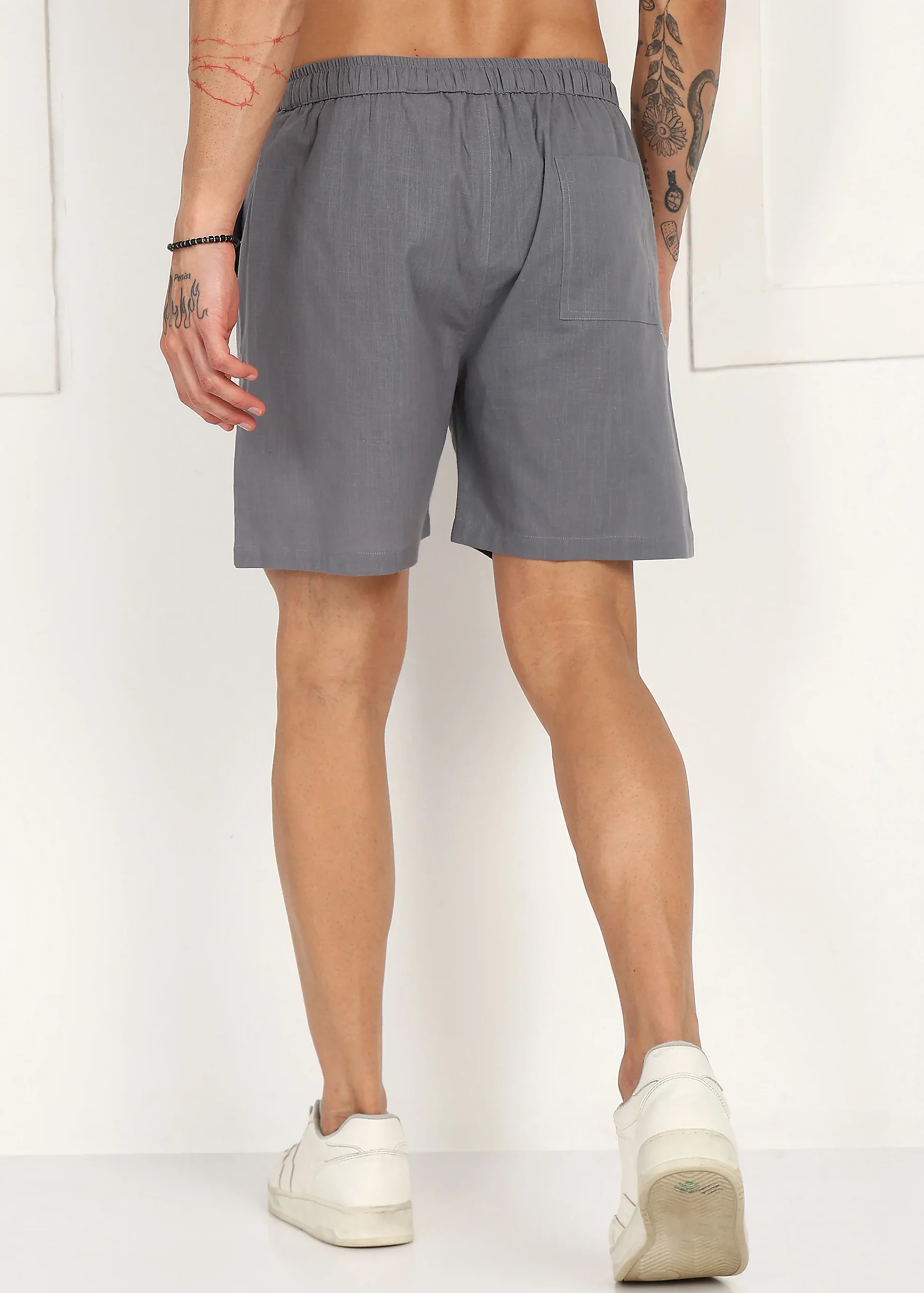 Slate Drift Linen Pyjama Shorts - Image 5