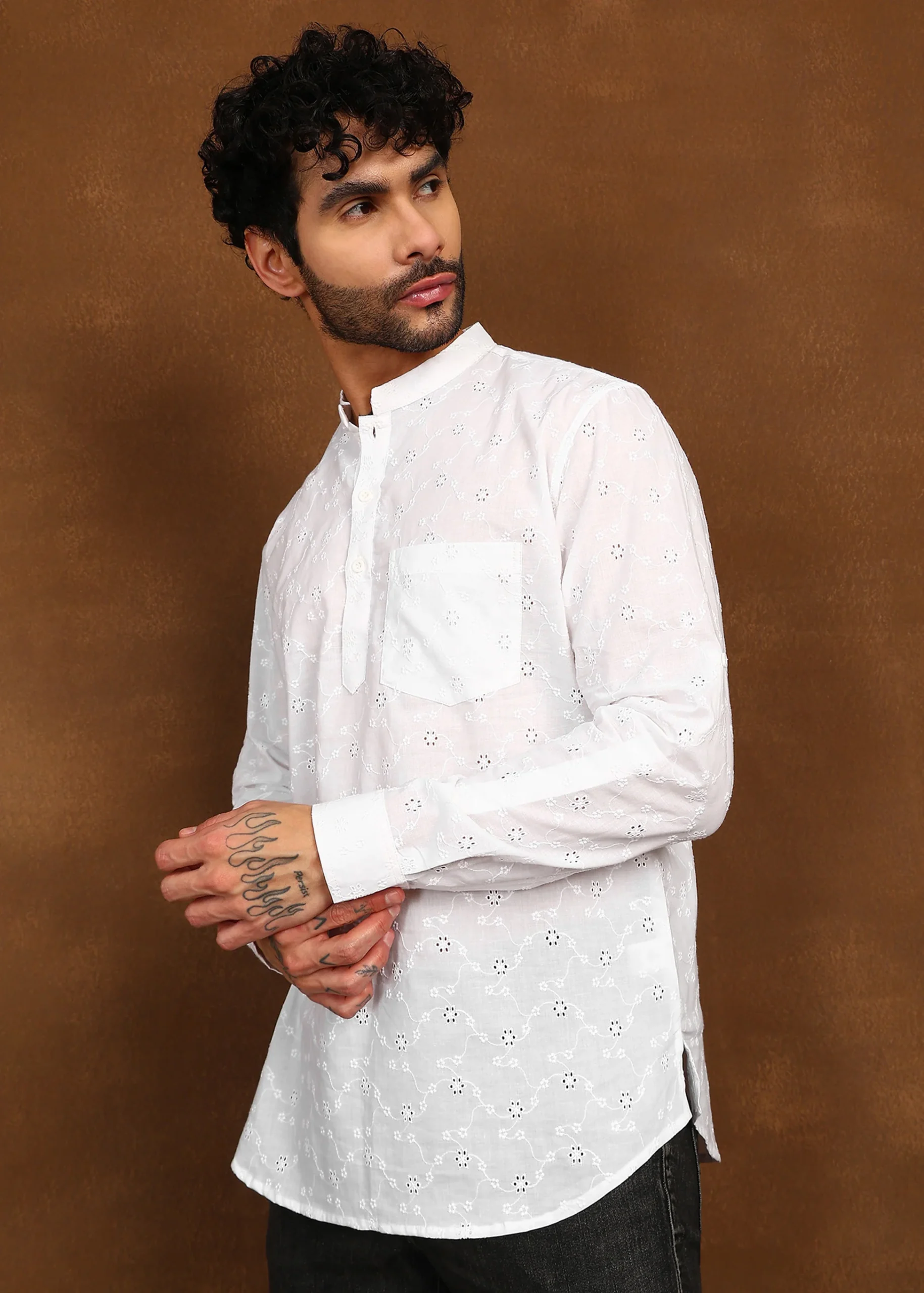 Whisper Weave Linen Short Kurta - Image 3