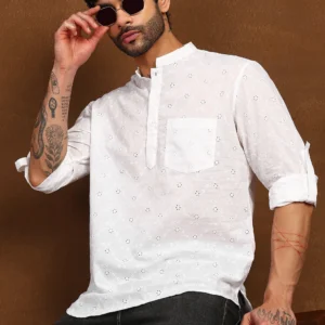 Whisper Weave Linen Short Kurta - Image 4