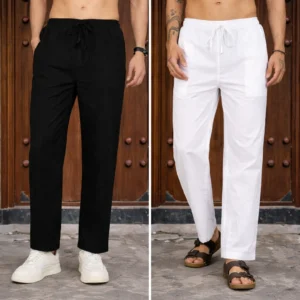 White Black Combo Men Pajama (Pack of 2)