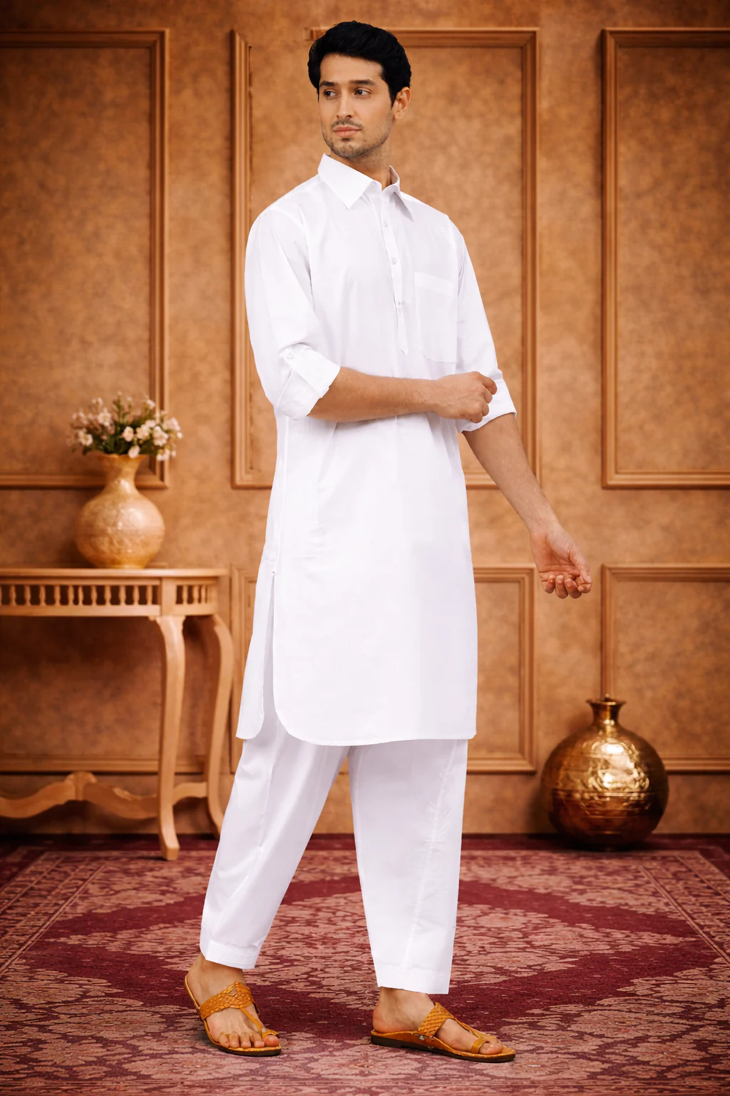 White Pathani Suit For Men - Image 2