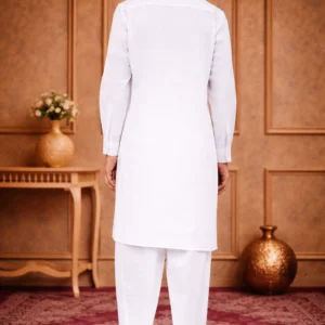 White Pathani Suit For Men - Image 3