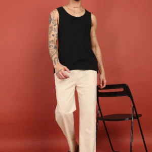 Alternative view of Men’s Linen Pajama Combo – Beige & Brown (Pack of 2)