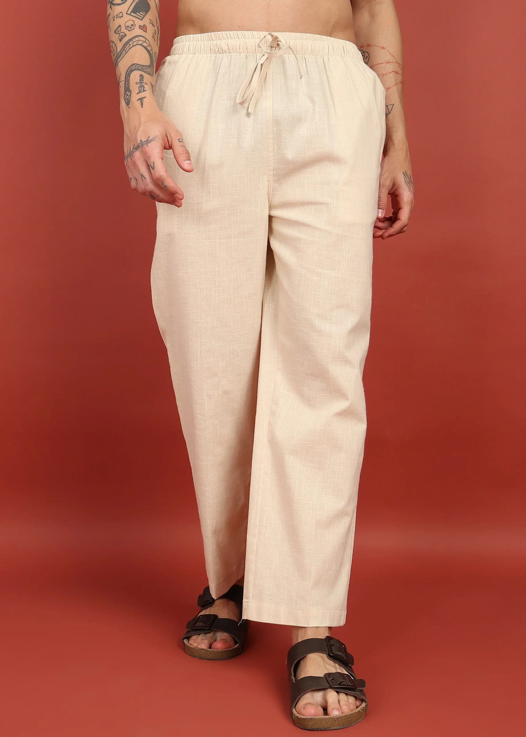 Men’s Linen Pajama Combo – Beige & Brown (Pack of 2) - Image 3